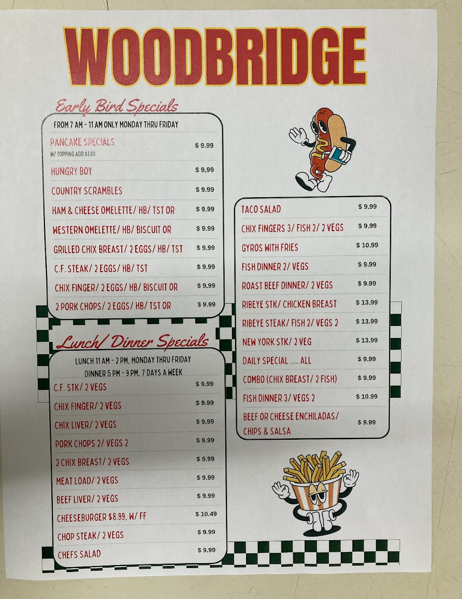 Woodbridge Restaurant Menu - Image 1